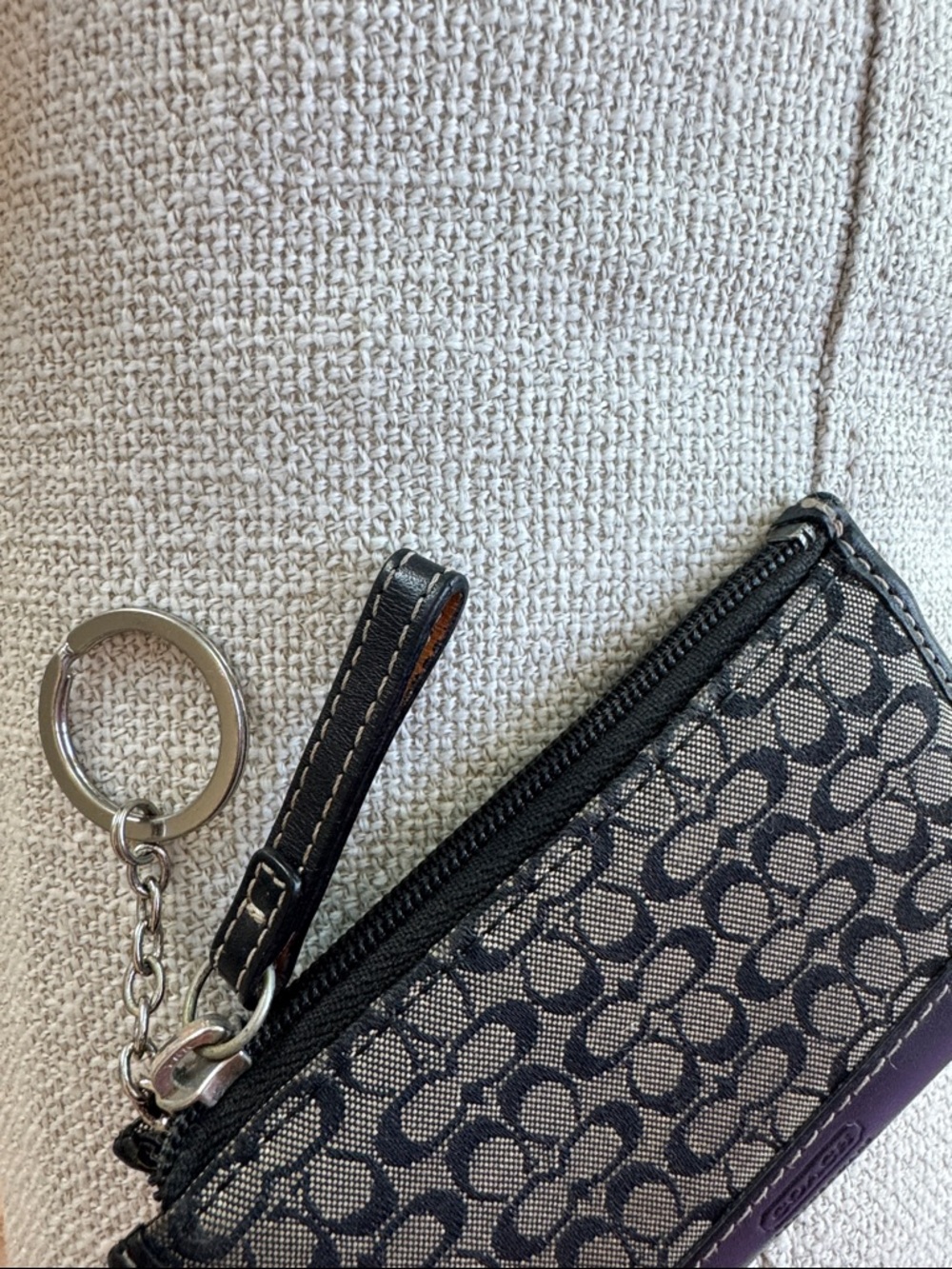 Vintage Coach Signature C Monogram Zip Card Holder Key Wallet authentic - Picture 4 of 6